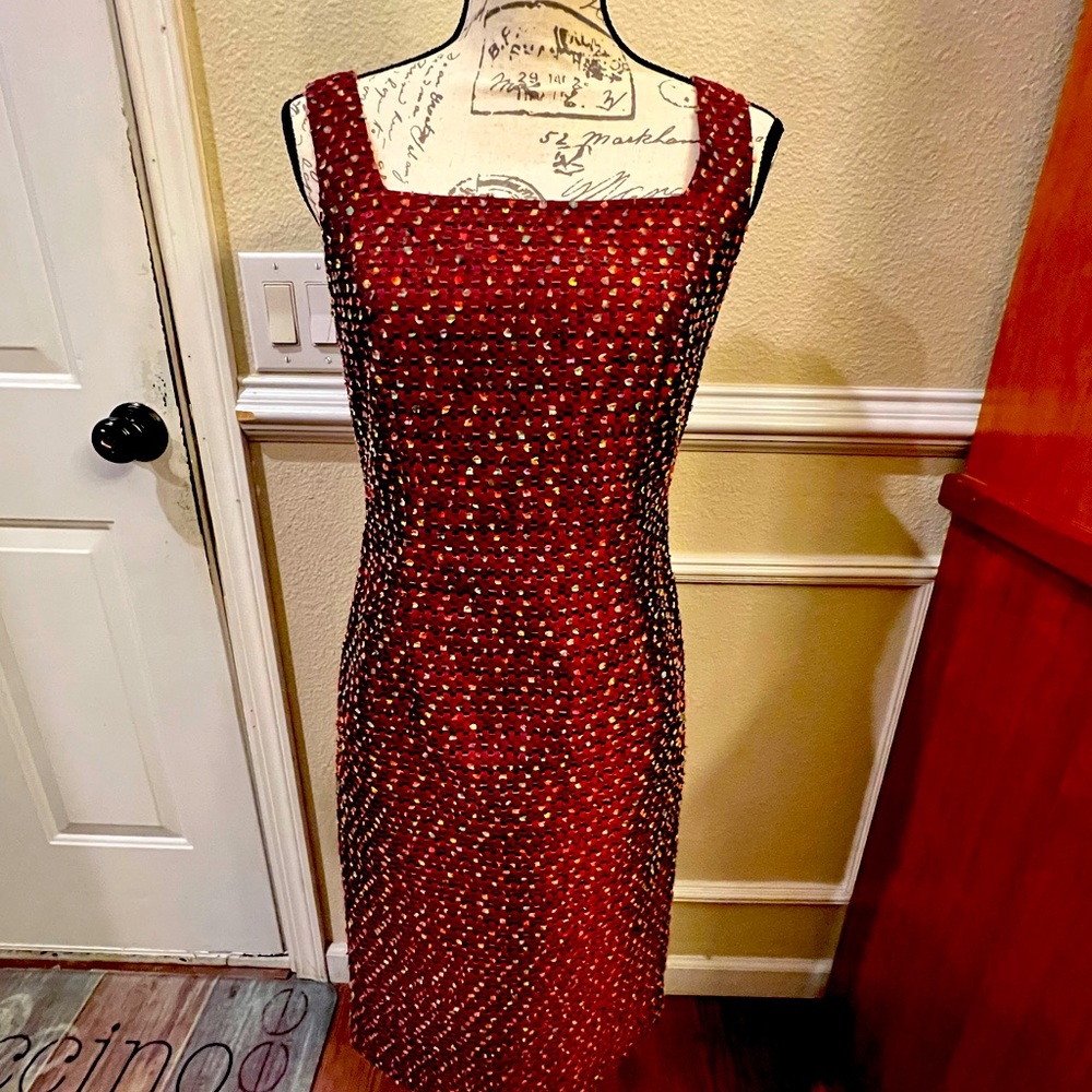 VINTAGE DARK RED DRESS w/ JACKET